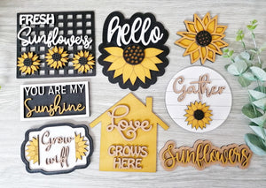 DIY Sunflower Sunshine Tiered Tray or Shelf Decor Kit