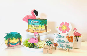 DIY Flamingo Tiered Tray or Shelf Decor Kit