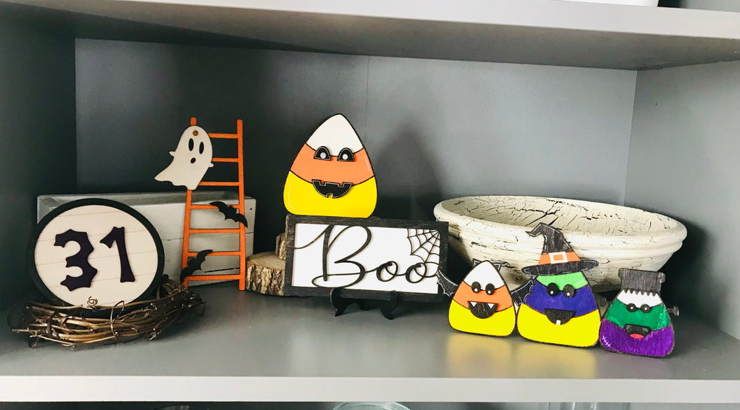 DIY Halloween Shelf Decor or Tiered Tray Decor